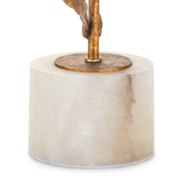 Antique gold leaf and alabaster base of a buffet lamp